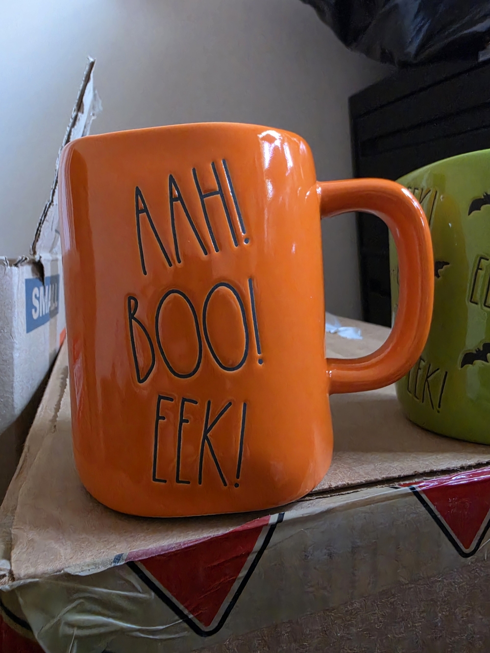 Rae Dunn Orange Halloween Mug with 'AAH! BOO! EEK!'